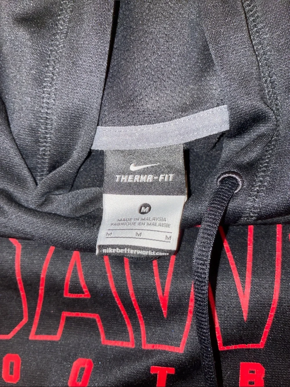 Nike Black Hoodie with Red DAWGS Football Chest Logo